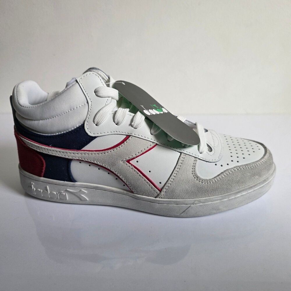 Diadora Rebound Ace Mid Mens White Blue Red Sneakers 501.179530/C3134 Size 8.5